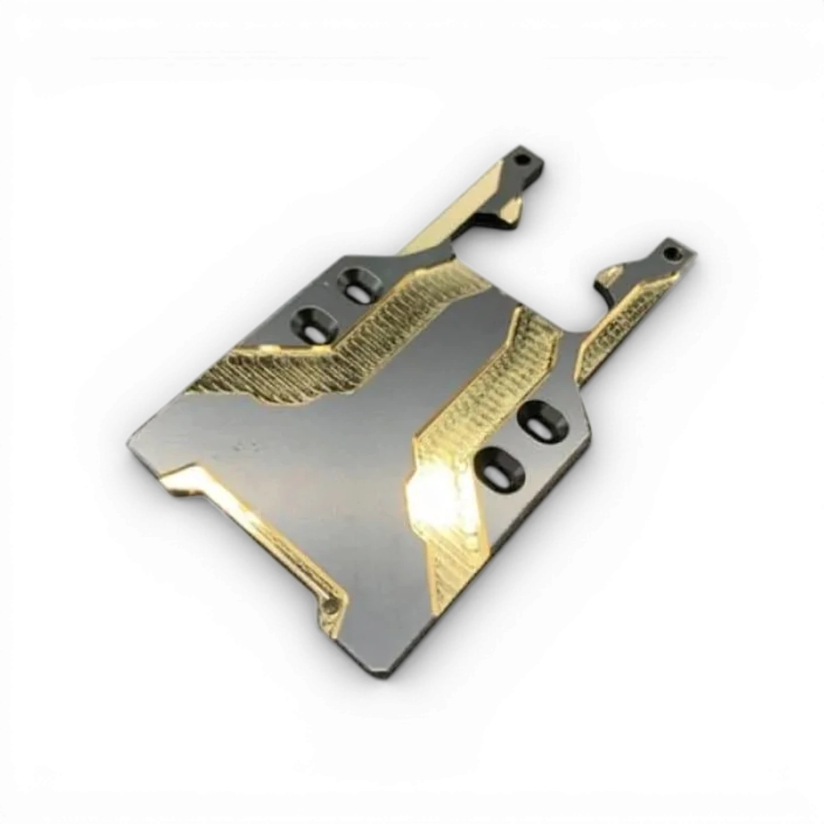 Platine supérieure en laiton BM Racing BMR-X pour drift, vue de face montrant la finition métallique et la structure robuste.