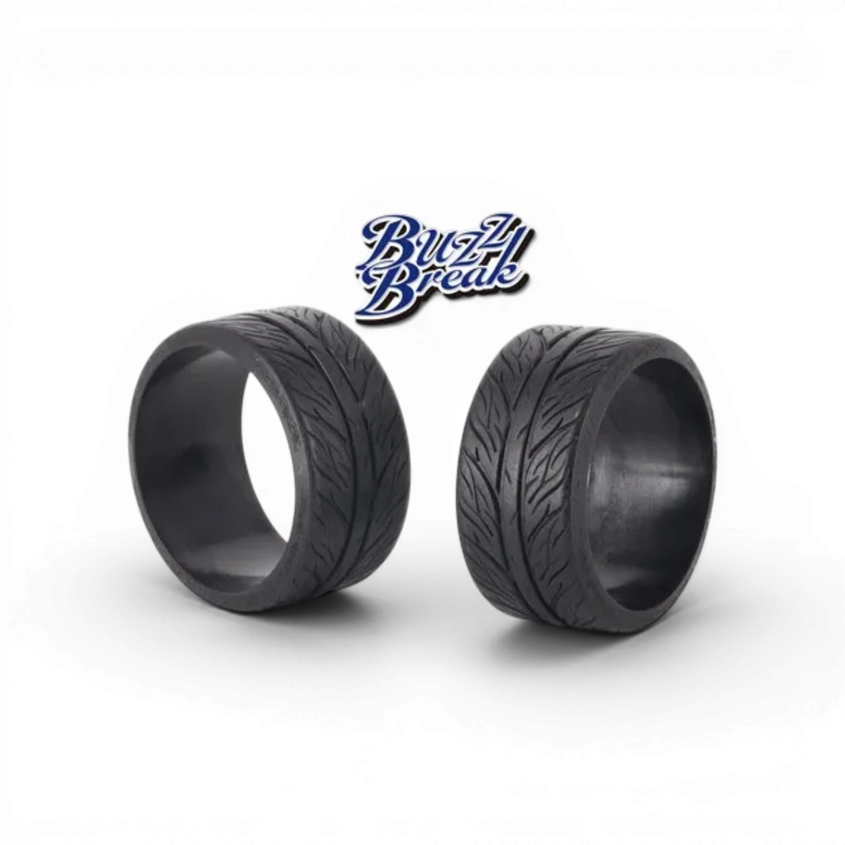 Roues Drift Star Rolling Dancer de 30mm, marque BuzzBreak, en caoutchouc noir avec motifs de traction, pour voitures radiocommandées.