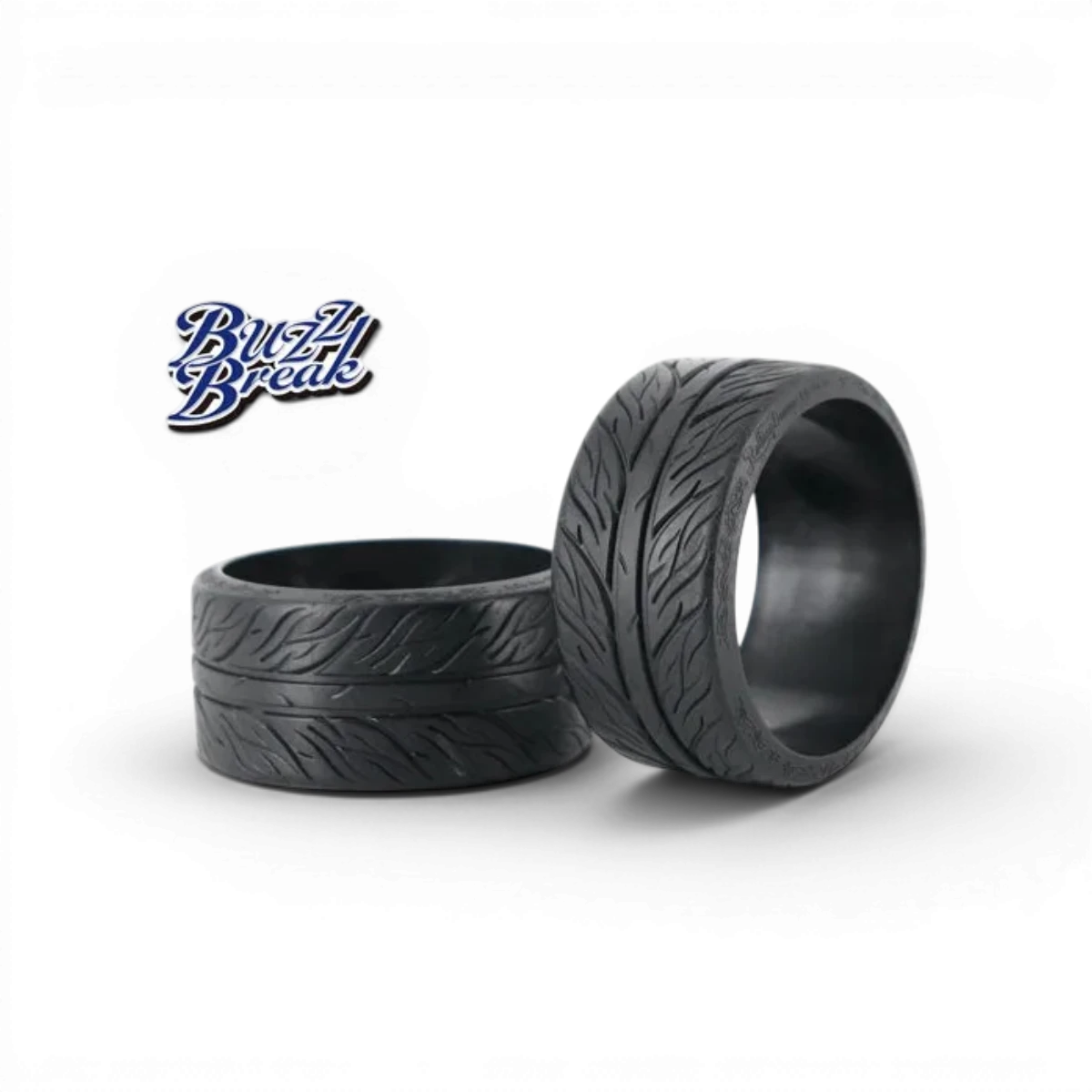 Pneus DRIFT STAR Rolling Dancer de 30mm de BuzzBreak, roues pour voitures RC, surface en caoutchouc noir avec motif de traction.