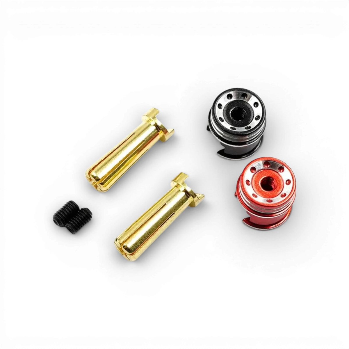 Prises batterie 5mm + dissipateurs Rouge/Noir - Yeah racing - DriftParadiZ