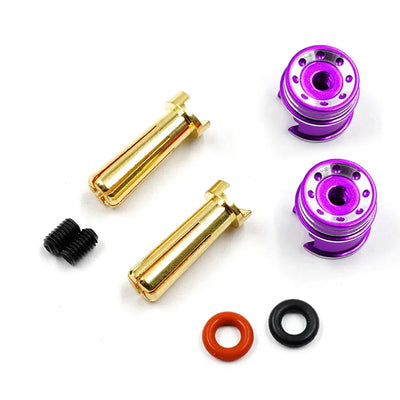 Prises batterie 5mm + dissipateurs Violet - Yeah racing - WPT-0160PP