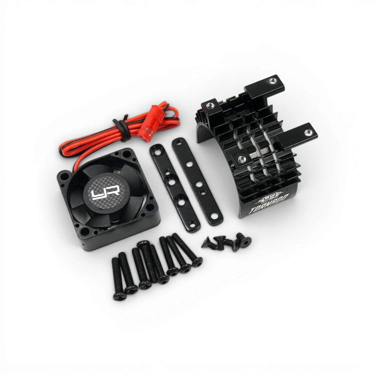 RADIATEUR ALUMINIUM 540 & 550 DISSIPATEUR DE CHALEUR AVEC VENTILATEUR HAUTE VITESSE TORNADO NOIR - Yeah Racing - DriftParadiZ