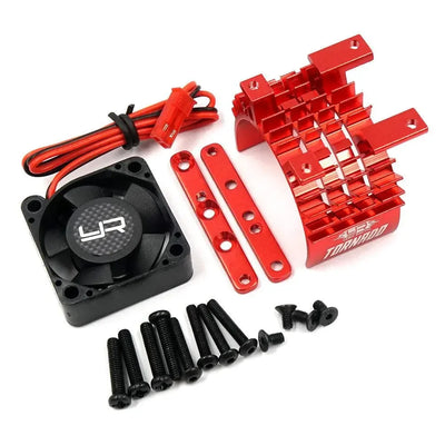 RADIATEUR EN ALUMINIUM 540 & 550 DISSIPATEUR DE CHALEUR AVEC VENTILATEUR HAUTE VITESSE TORNADO ROUGE - Yeah Racing - YA-0653RD