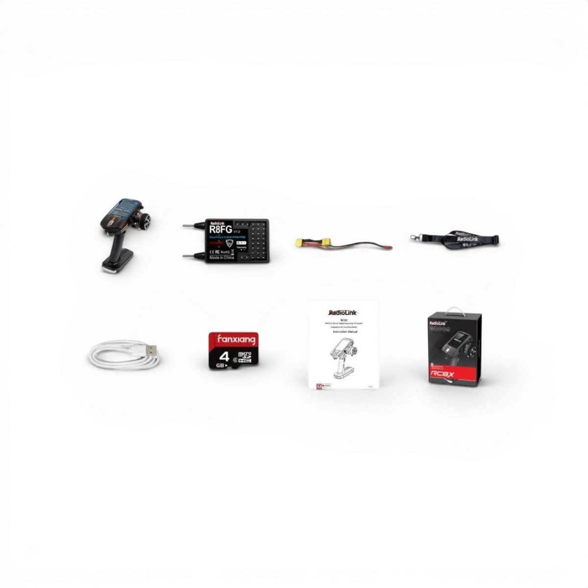 Radio RC8X RadioLink avec récepteur R8FG, gyro intégré et sac de transport, contrôleur électronique pour modèle RC.