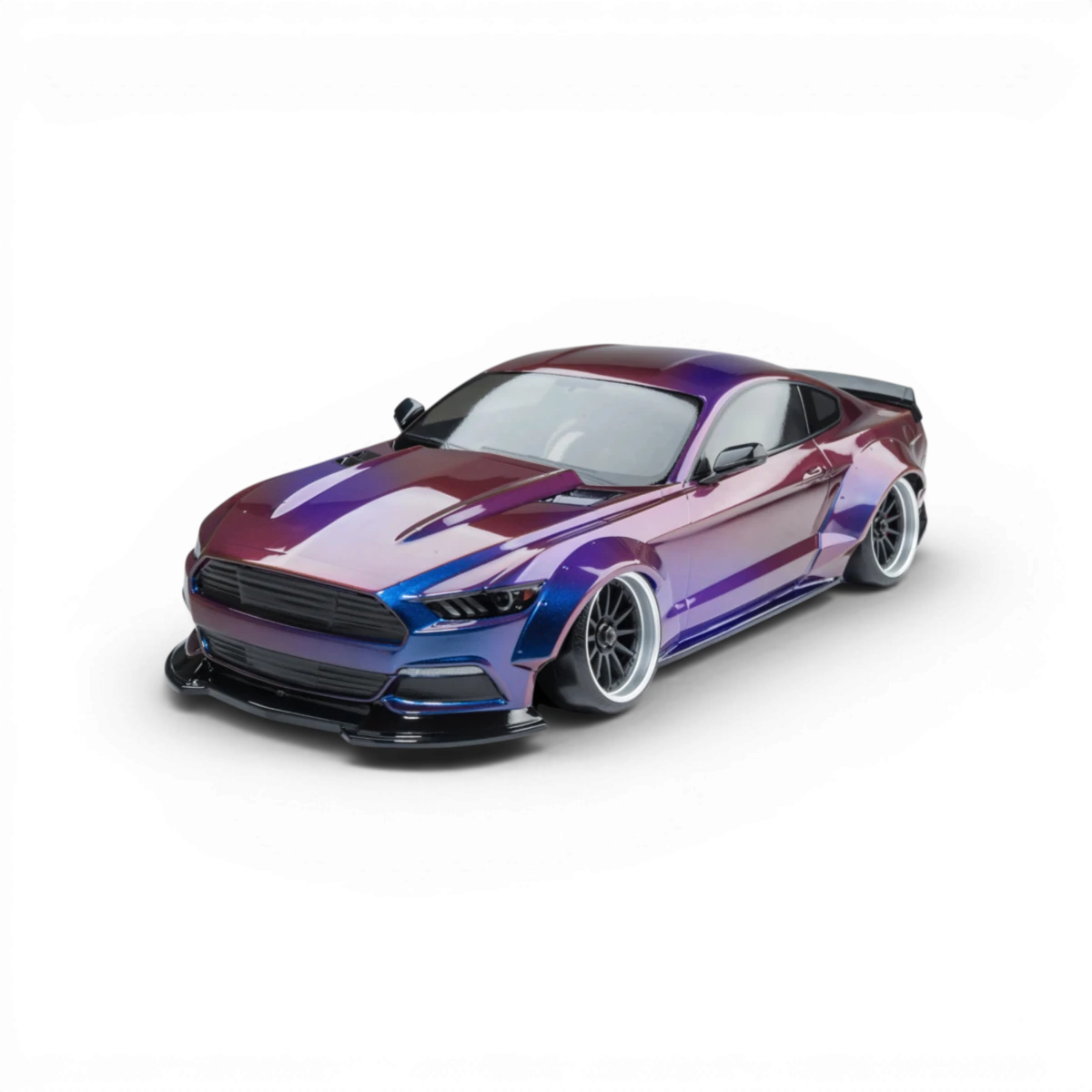 Voiture RC drift sans balais Max Speed Technology RMX 2.5 RTR, Mustang Ford violet iridescent, vue de côté.