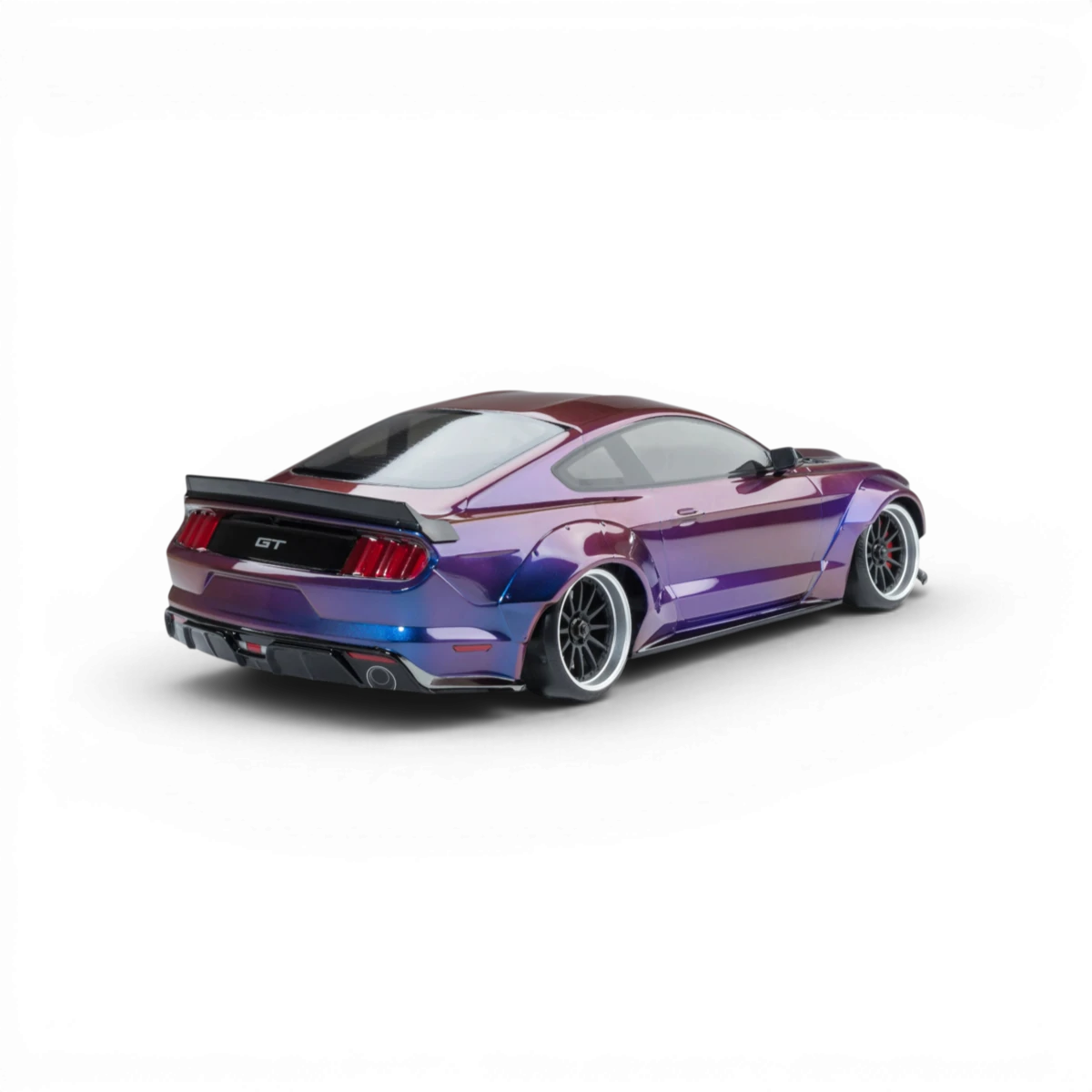 Voiture RC drift brushless Max Speed Technology RMX 2.5 RTR Ford Mustang violet iridescent, vue de côté avec roues et design brillant