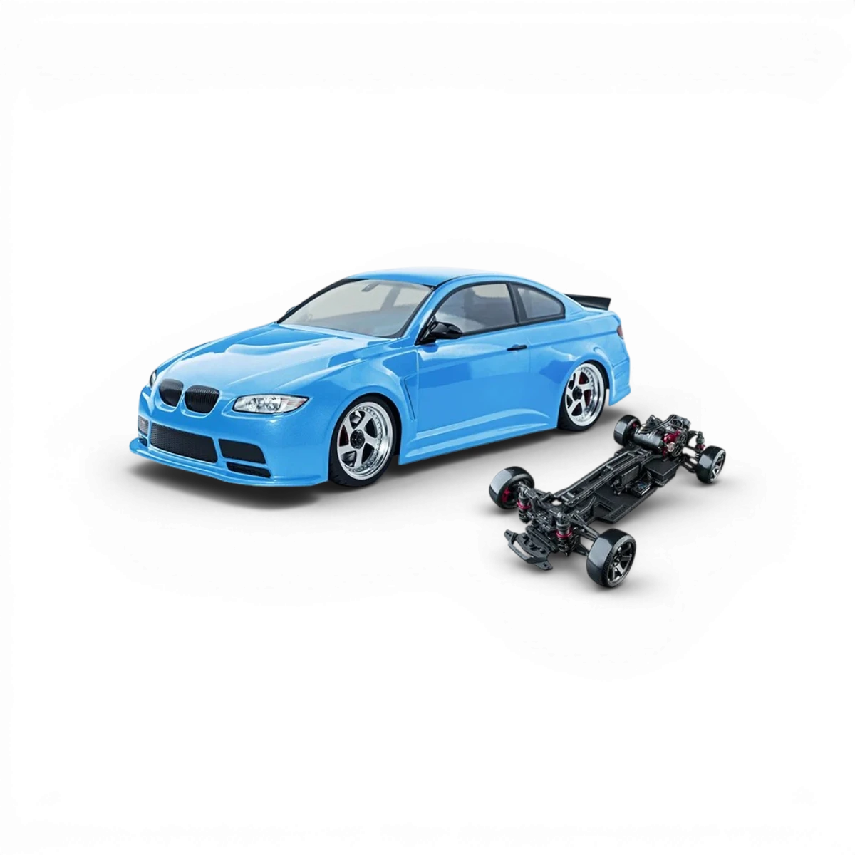 Voiture RC Drift Max Speed Technology RMX 4 RTR e92 brushless sensored prête à rouler, vue de côté avec pneus et carrosserie détaillée.