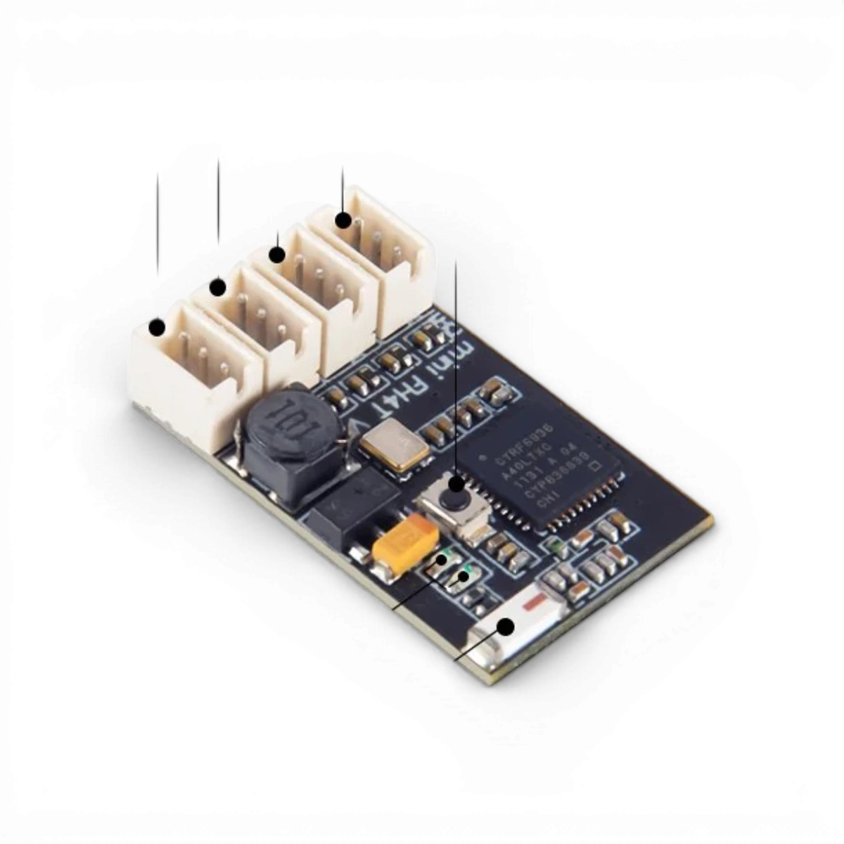Récepteur électronique AFRC compatible avec SANWA FH3/FH4T, connecté à un système de radiocommande.