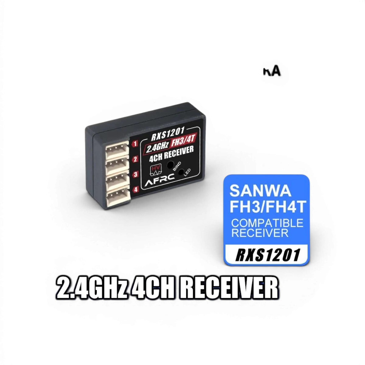 Récepteur électronique AFRC compatible avec SANWA FH3/FH4T, connectivité pour télécommandes RC, image montrant le récepteur compact.