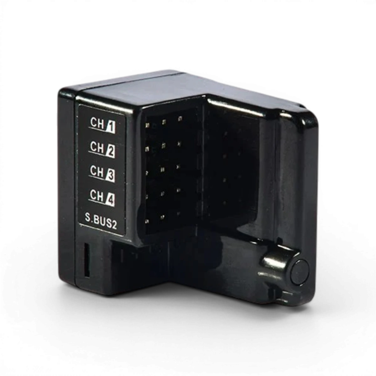 Récepteur RXF0324 pour FUTABA T-FHSS 4 voies, électronique AFRC, vue de l'appareil avec connecteurs et indicateurs lumineux.