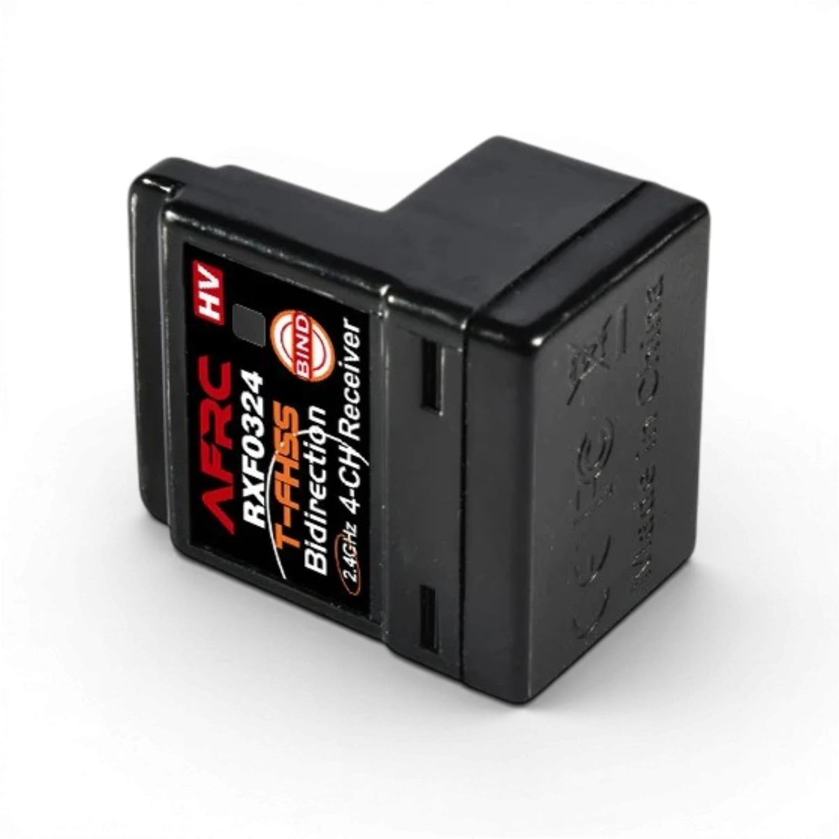 Récepteur RXF0324 pour FUTABA T-FHSS 4 voies, électronique AFRC, vue de l’appareil avec antenne et connecteurs.