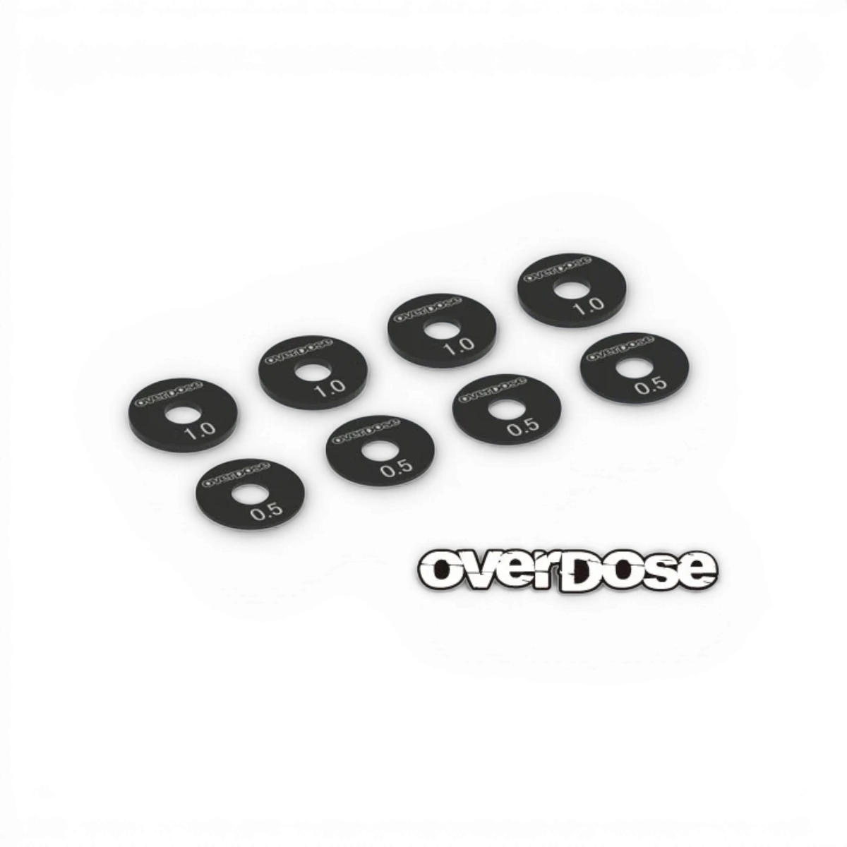 Cale de roue en aluminium Overdose, 0,5-1,0 mm, pièce détachée pour voiture, fixation solide et légère.