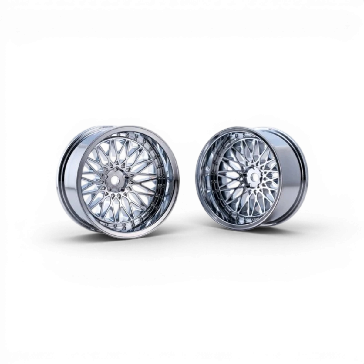 Roues Yaba KING MESH 26mm +10 High Chrome d'Overdose, jantes en aluminium avec finition chromée brillante.