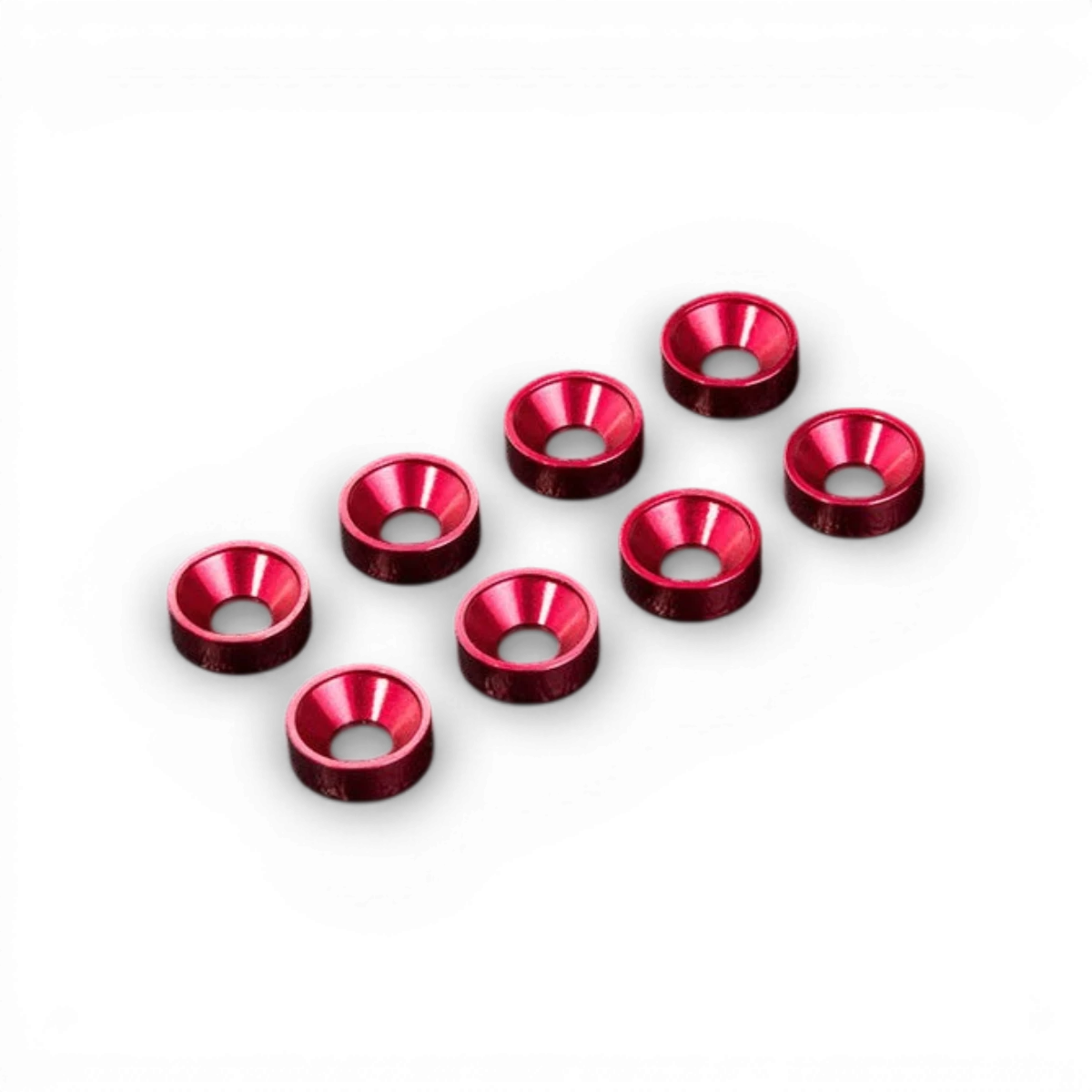 Rondelles cuvettes M3 rouges en aluminium de la marque Max Speed Technology, lot de 8 pièces détachées.