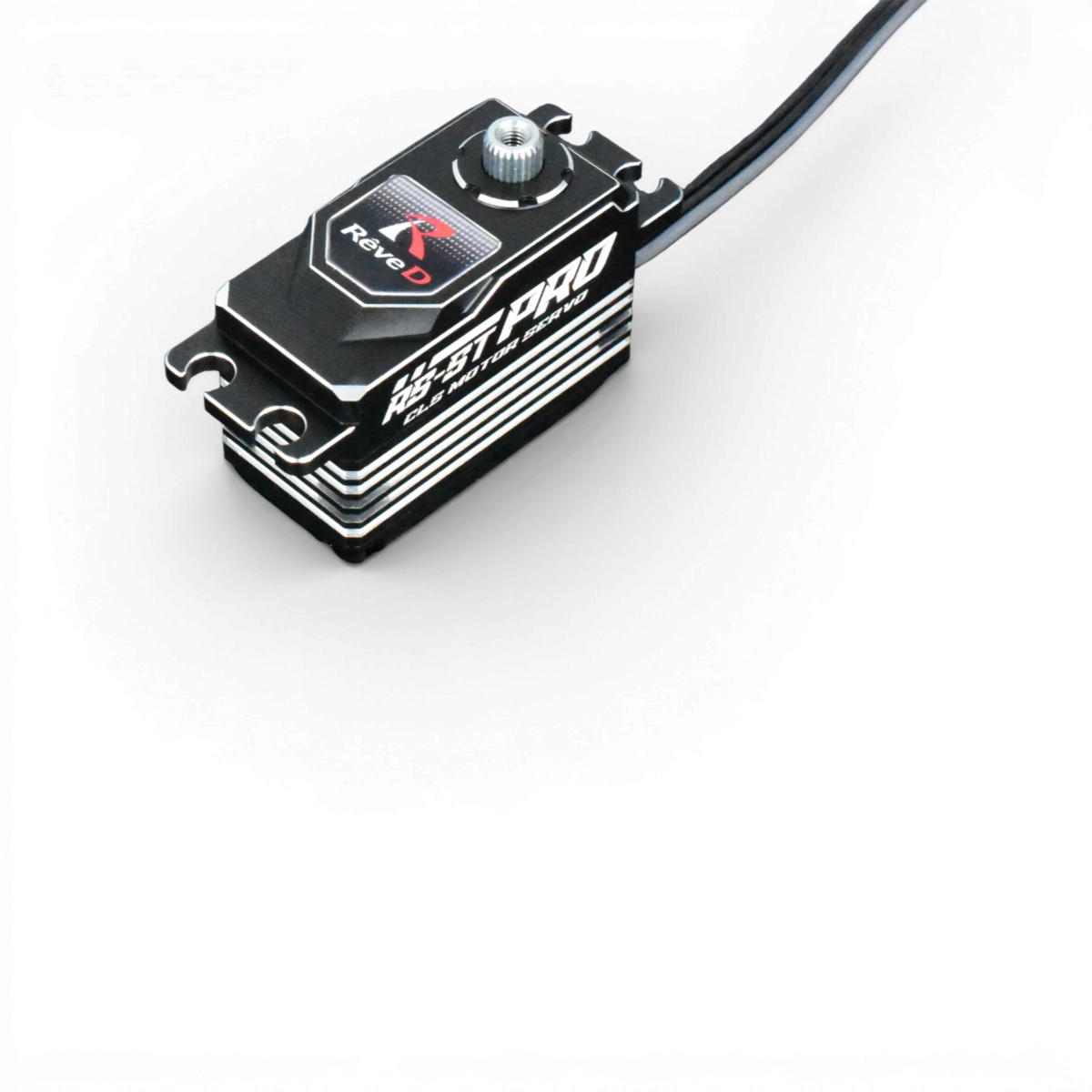 Servo électronique RS-ST PRO de Team Reve D, programmable, pour voitures RC, avec connecteurs et réglages avancés visible sur l'image.