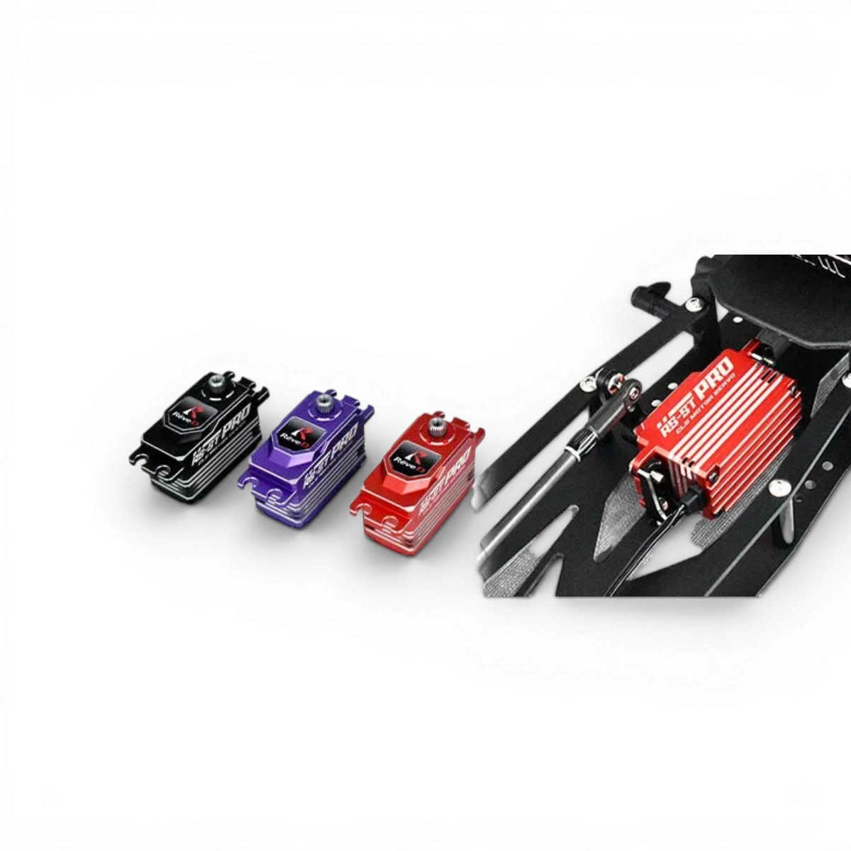 Servo électronique RS-ST PRO de Team Reve D, programmable pour voitures RWD et drift, visible en action dans l'image.