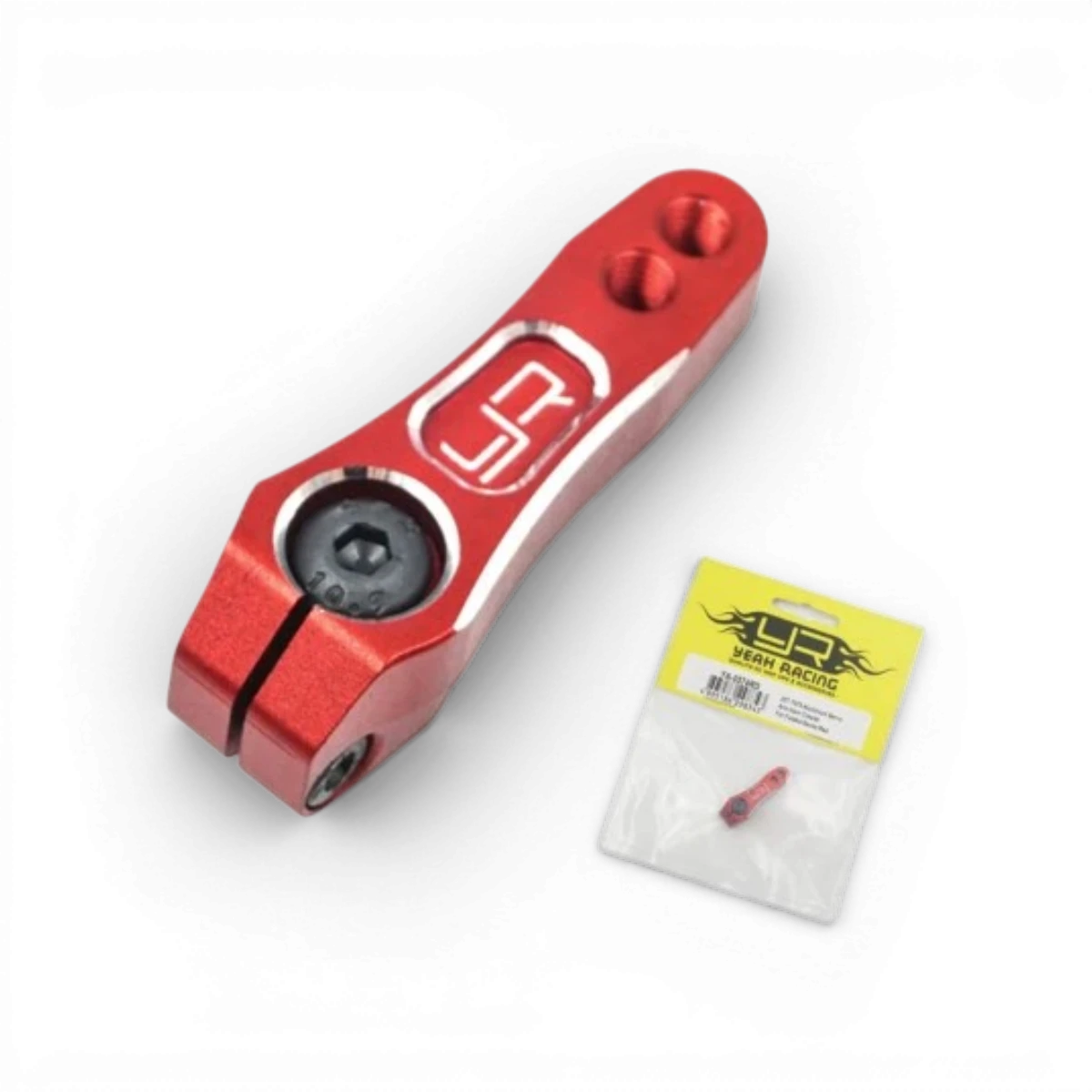 Palonnier servo en aluminium rouge 25T de Yeah Racing, avec bras de direction pour modèles RC.