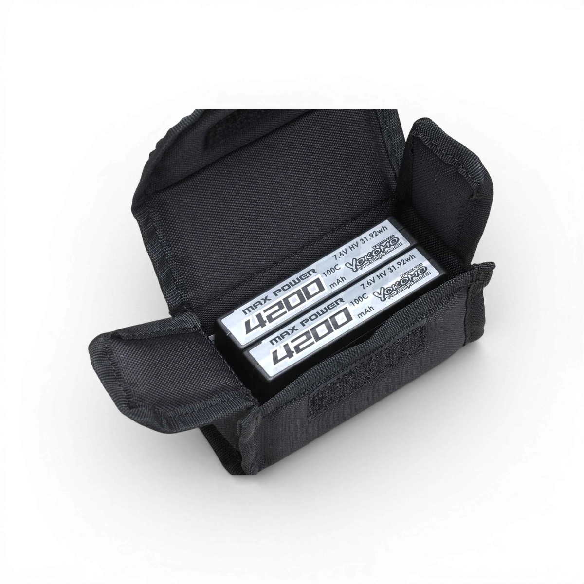 Sac à LIPO de 110x50x55mm de la marque Team Yokomo, protection électronique pour batteries lithium-polymère.