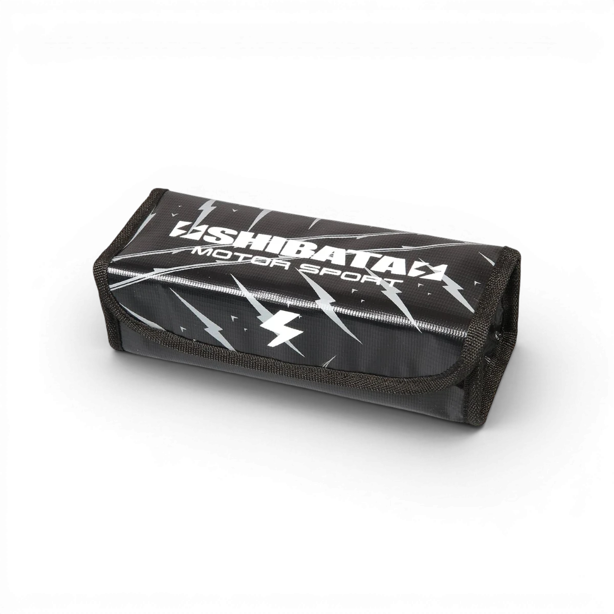 Sac Li-Po SHIBATA MOTOR SPORT pour électronique, noir et rouge, avec logo de la marque, conçu pour batteries de motos.