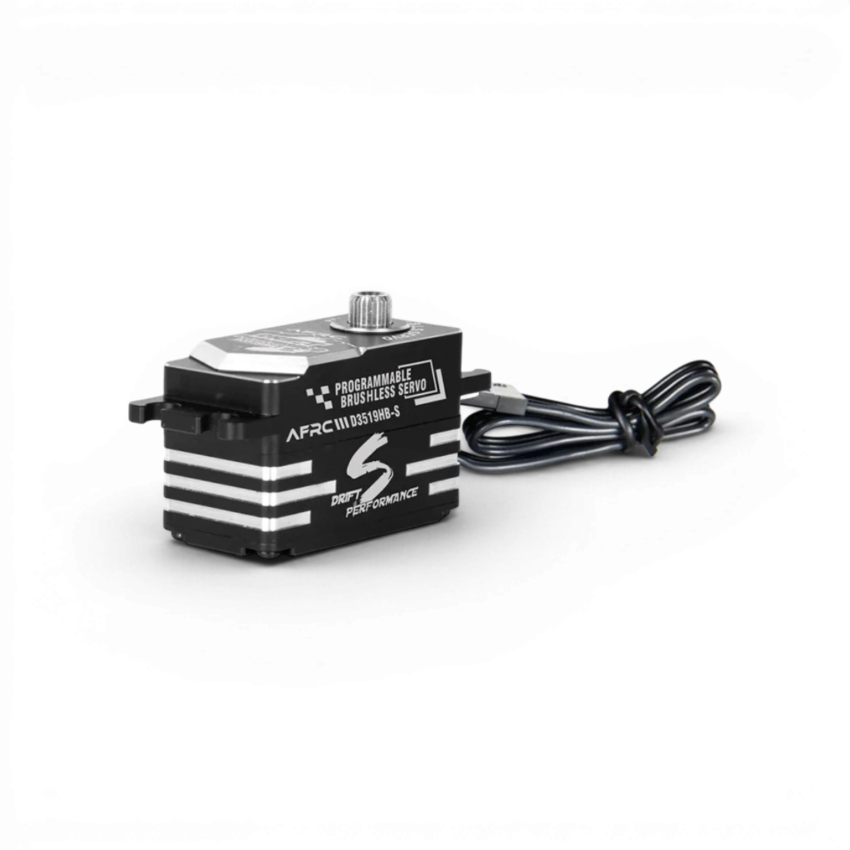 Servo HV brushless programmable AFRC D3519HB-S pour électronique, vue détaillée du servo haute tension sans balais.