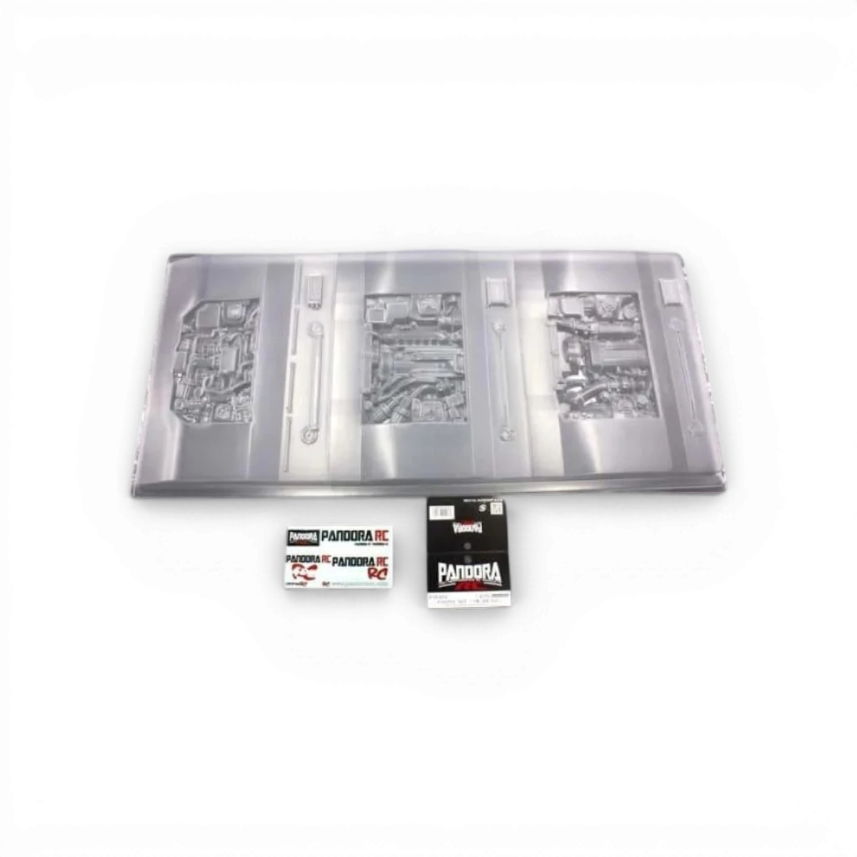 Ensemble de baies de moteur universelles Pandora RC SR-RB-FA pour carrosseries de voitures radiocommandées, en plastique noir.