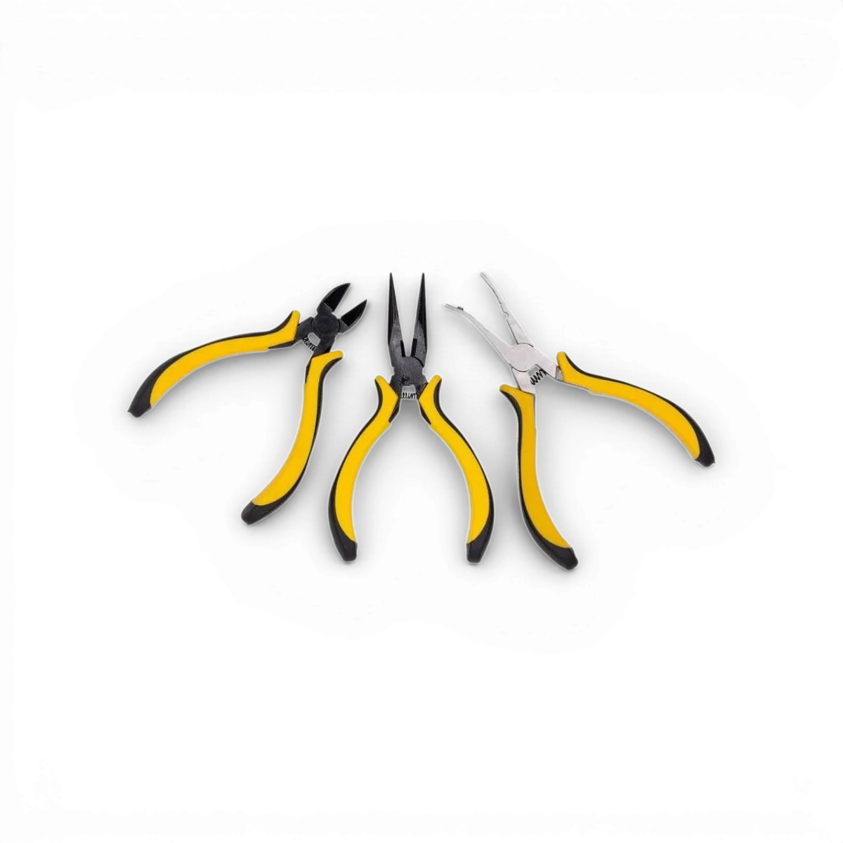 Set de 3 pinces HOBBYTECH, accessoires pour fixation ou manipulation, avec poignées noires et design robuste.
