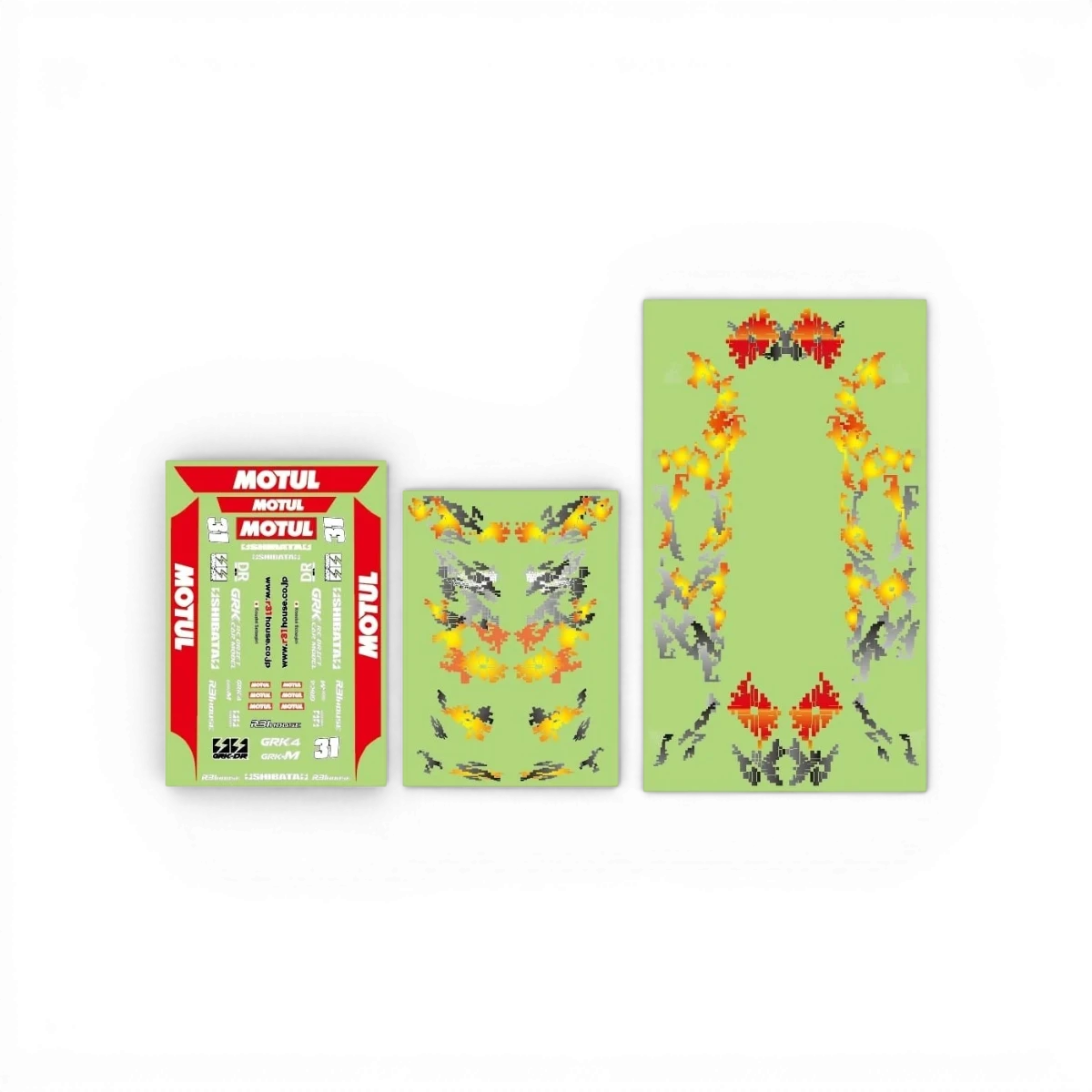 Ensemble de stickers Shibata Gigas pour personnalisation, avec divers motifs colorés et détaillés, par la marque SHIBATA.