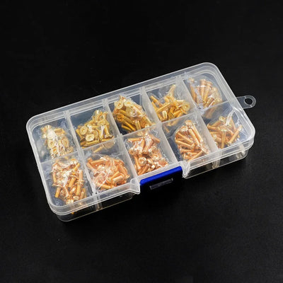 Set Visserie acier M3 Or – 250 pièces avec Boîte de Rangement - Yeah racing - SSS-250