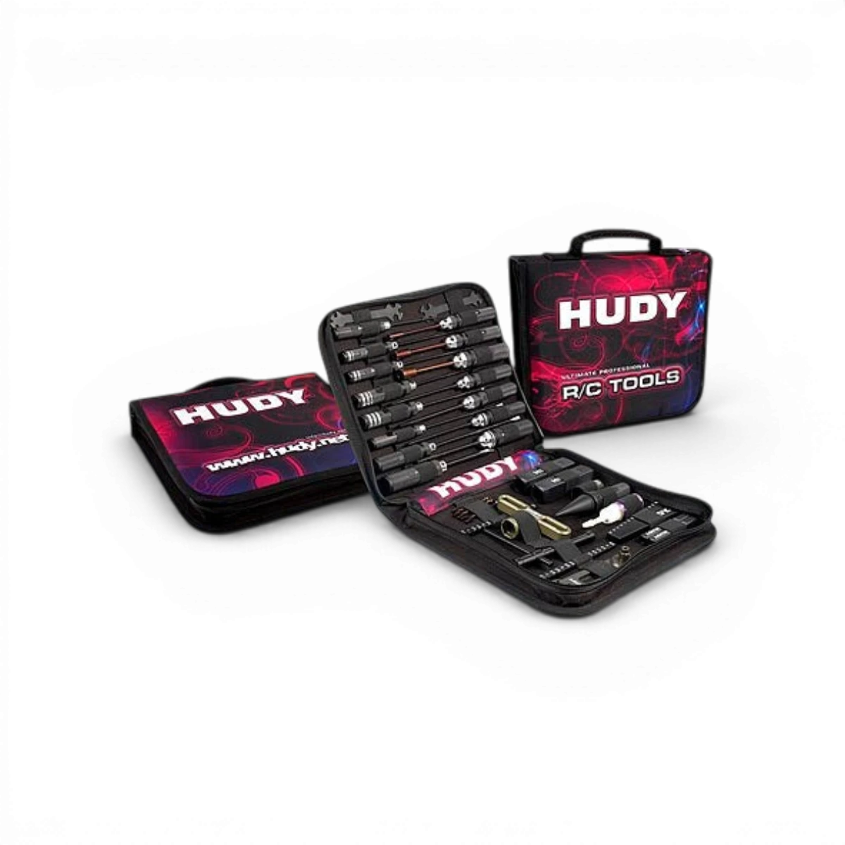 Trousse à outils large Hudy, accessoires de rangement robustes, montrée en image avec compartiments et fermeture solide.