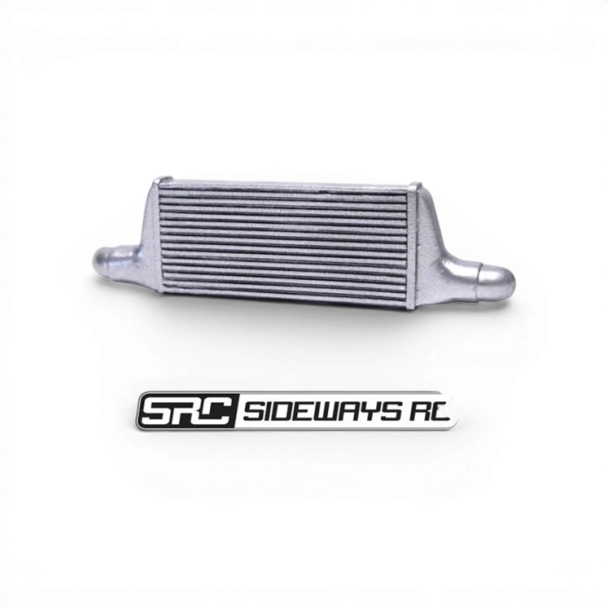 Intercooler large personnalisé de la marque Src Sideways RC, vue détaillée avec composants de refroidissement.