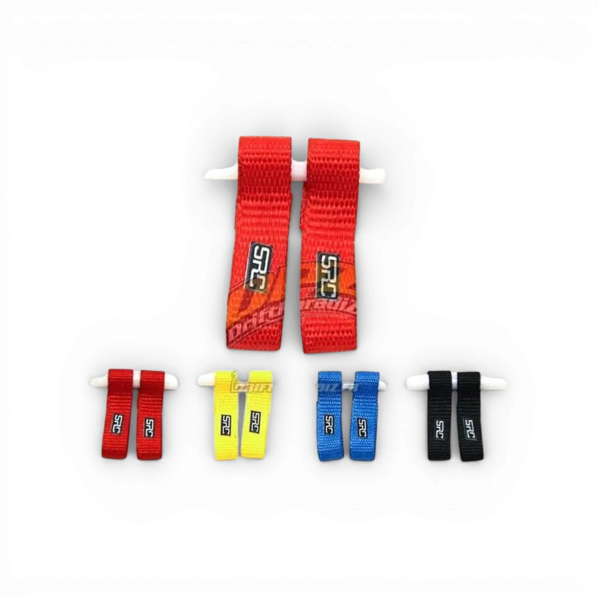 Cordon de remorquage personnalisé Src Sideways RC pour drift, noir avec détails rouges, adapté pour voitures radiocommandées.