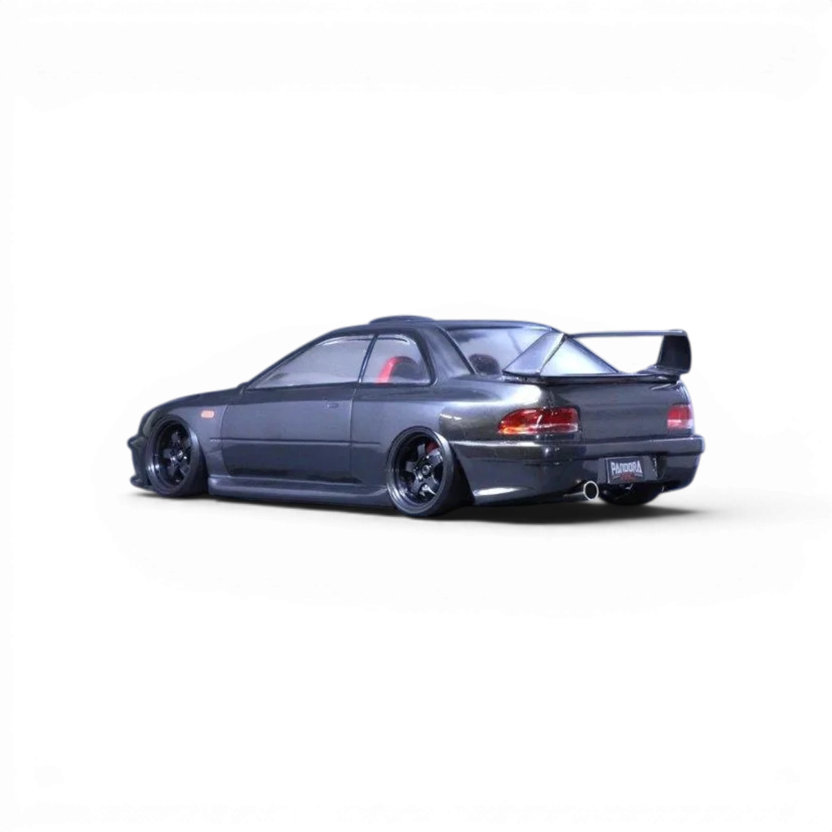 Carrosserie Subaru Impreza 22B-STI Pandora RC, modèle détaillé, couleur rouge avec éléments de design précis.