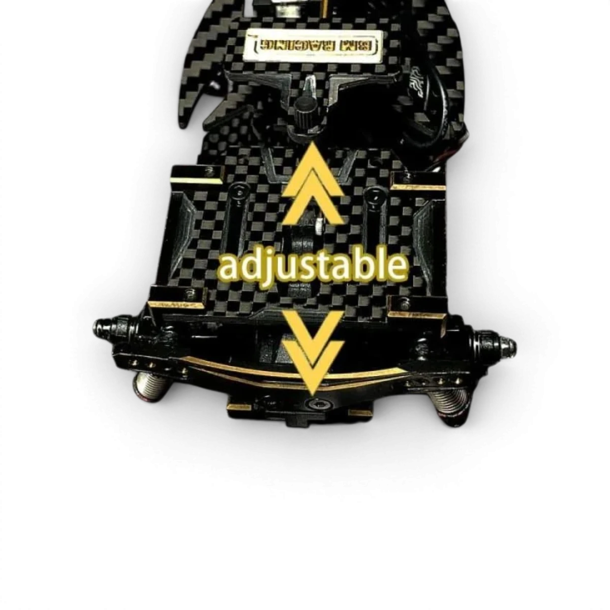 Support de batterie haut en carbone BM Racing BMRX, solide et léger, conçu pour la stabilité en drift et compétition.
