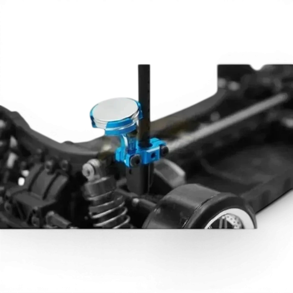 Support carrosserie aimanté en aluminium noir pour voitures, par Yeah Racing, fixation pratique et robuste.