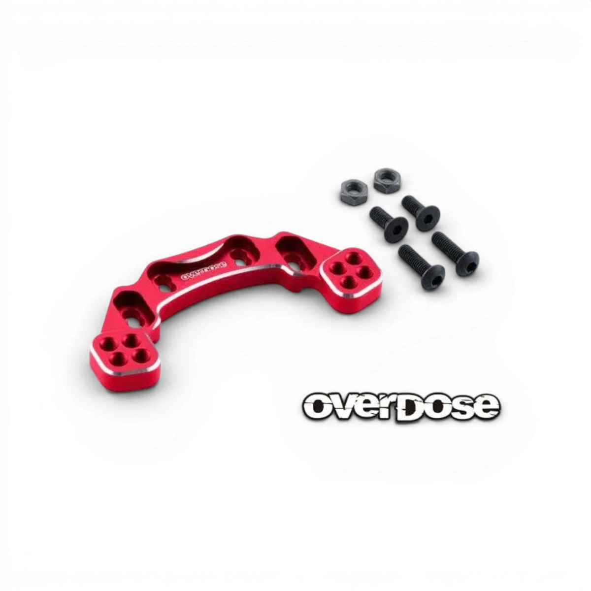 Support de bras supérieur arrière en aluminium pour GALM, pièce détachée Overdose, visible sous différents angles.