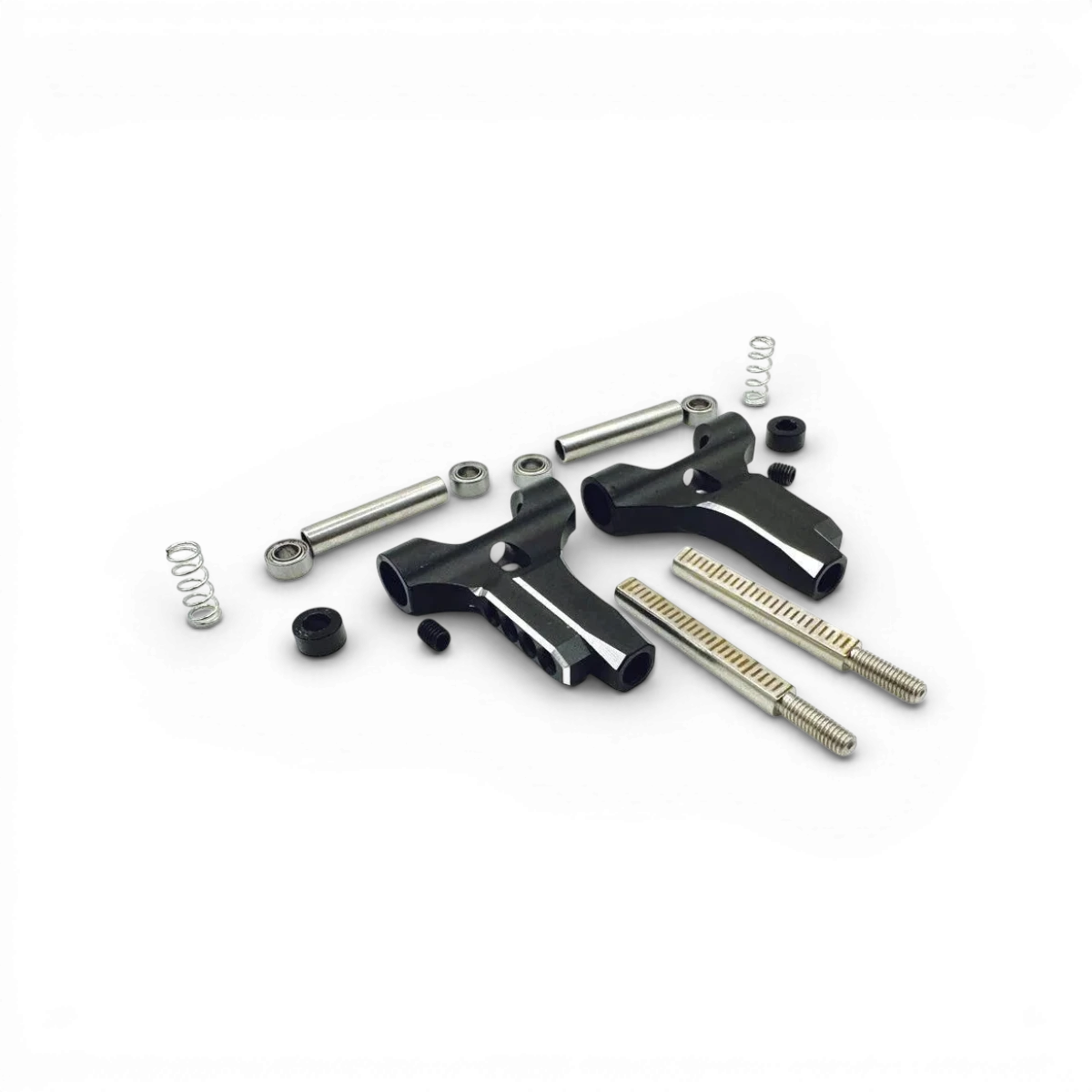 Triangles avant inférieurs en aluminium pour moto Shark RR 1100R, par RhinoRacing, visibles avec fixation et structure solide.
