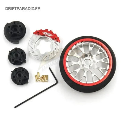 Typ A - Rot - Chrom - Lenkrad für Futaba/sanwa/ Ko propo/ flysky nb4- Yeah Racing - ya-0625rd