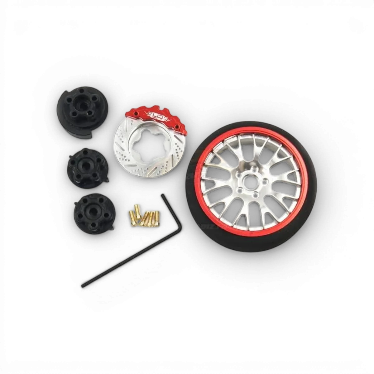 Roues en chrome rouge Type A de Yeah Racing, design élégant et finition brillante, adaptées pour voitures RC.