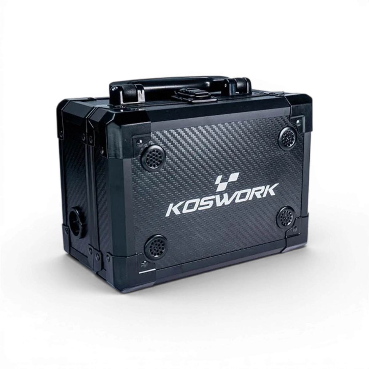 Valise de transport pour Lipo et chargeur Koswork, dimensions 210x150x125 mm, coffret de rangement pratique et sécurisé.