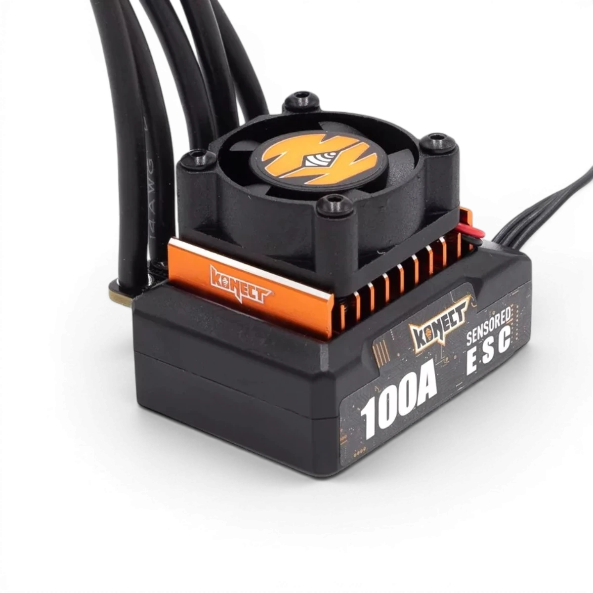 Variateur brushless 100A sensored et sensorless avec carte de programmation de la marque Konect, électronique pour modélisme.