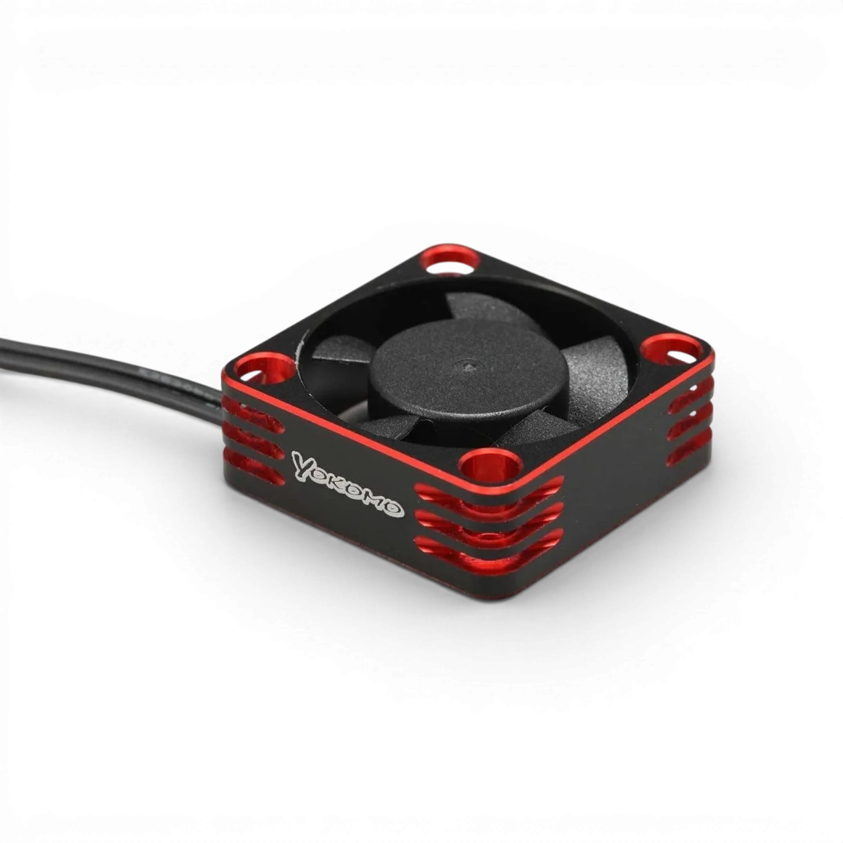 Ventilateur électronique 30mm en aluminium rouge de la marque Team Yokomo, pour refroidissement performant.
