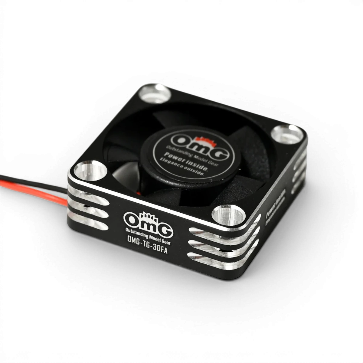 Ventilateur noir et gris pour ESC 30mm de la marque OMG, refroidissement électronique compact et performant.