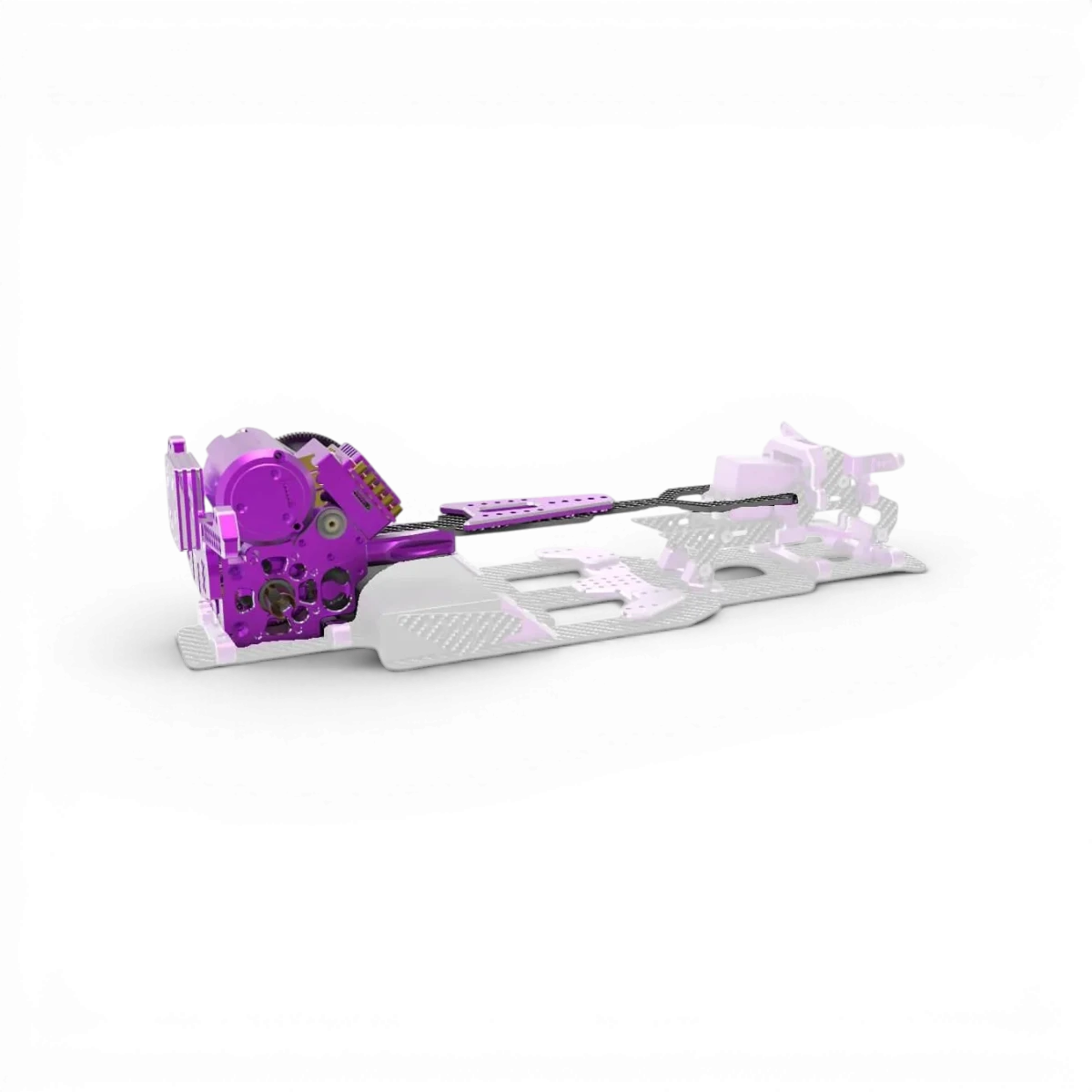 Cage différentiel violette avec platine supérieure et tour amortisseur pour YD2, pièce de rechange RhinoRacing.