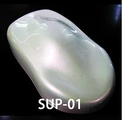 Paire de perles Vpearl SUP01 de Show UP, bijoux en perles blanches avec fermoir en métal, vue de face.