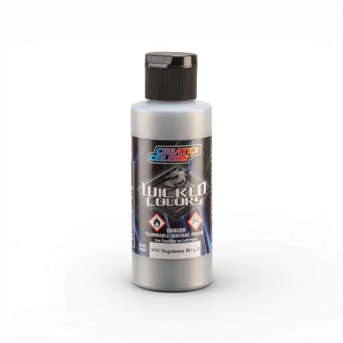 Aérosol de peinture Createx Wicked W357 Quicksilver avec finition métallique pour art et design.