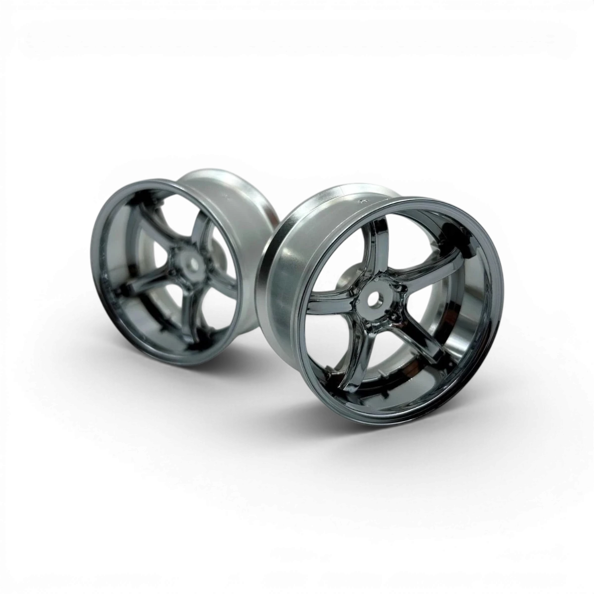 Jantes WORK Emotion T5R Offset 8 Chrome de la marque Custom lab's, vues en gros plan avec finition chromée brillante.
