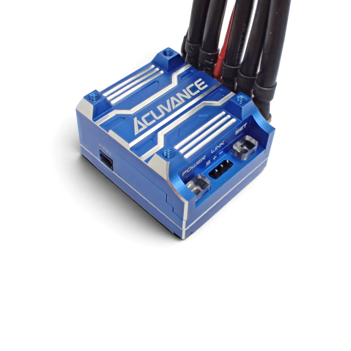 Dispositif électronique Xarvis XX Bleu édition de la marque Acuvance, avec design moderne et boutons visibles.